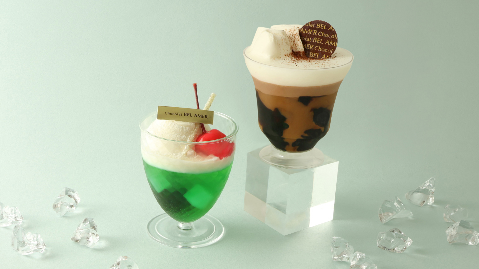 ショコラ専門店【ベルアメール】から夏を彩る人気のグラスデザートが登場！「ジュレ カフェ」と「ジュレ クリームソーダ」がラインナップ